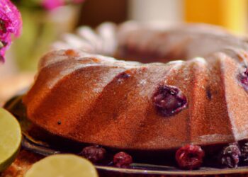 Bolo fit de amora com glaze de limão