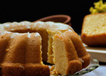 Bolo fit de gengibre com calda de laranja