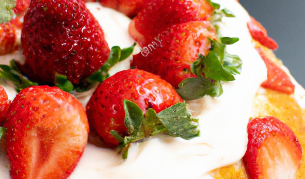 Bolo fit de morango fresco e chantilly de coco