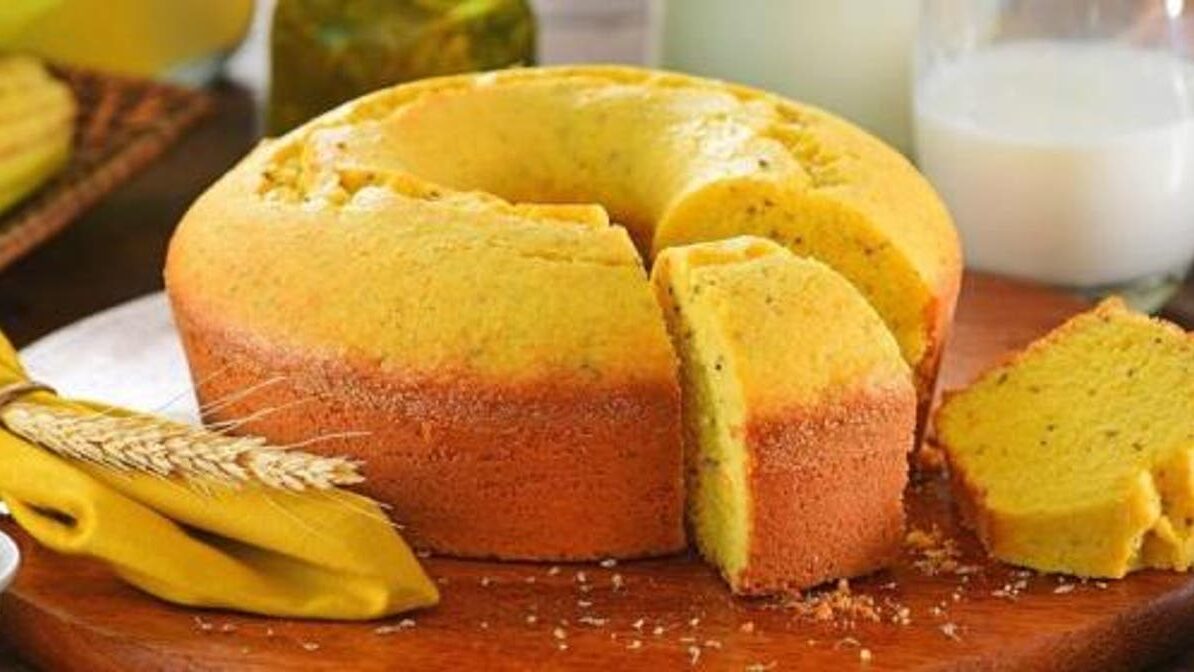 Receita de bolo de fubá proteico